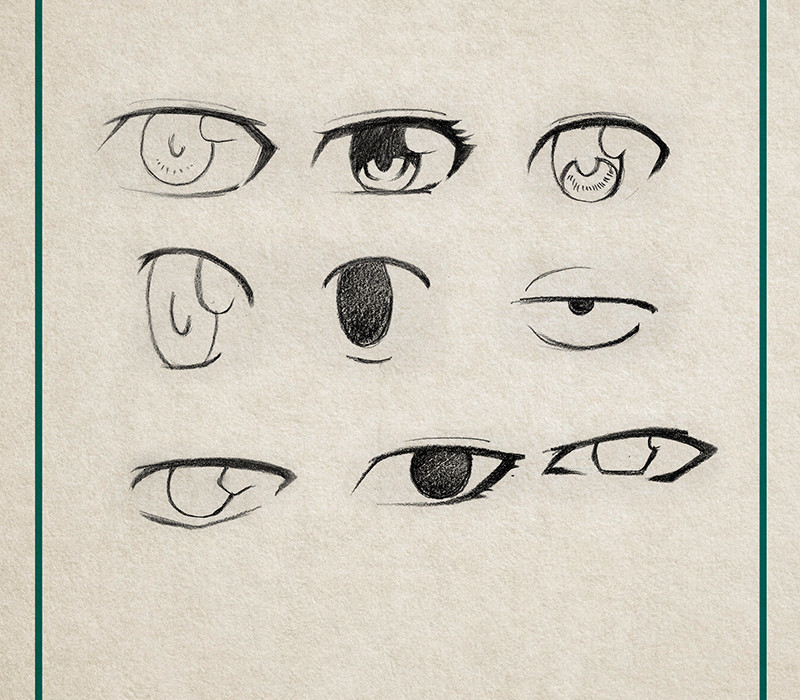 Gabarito de Olhos Masculinos em Mangá – 9 estilos - Instinto Mangaka